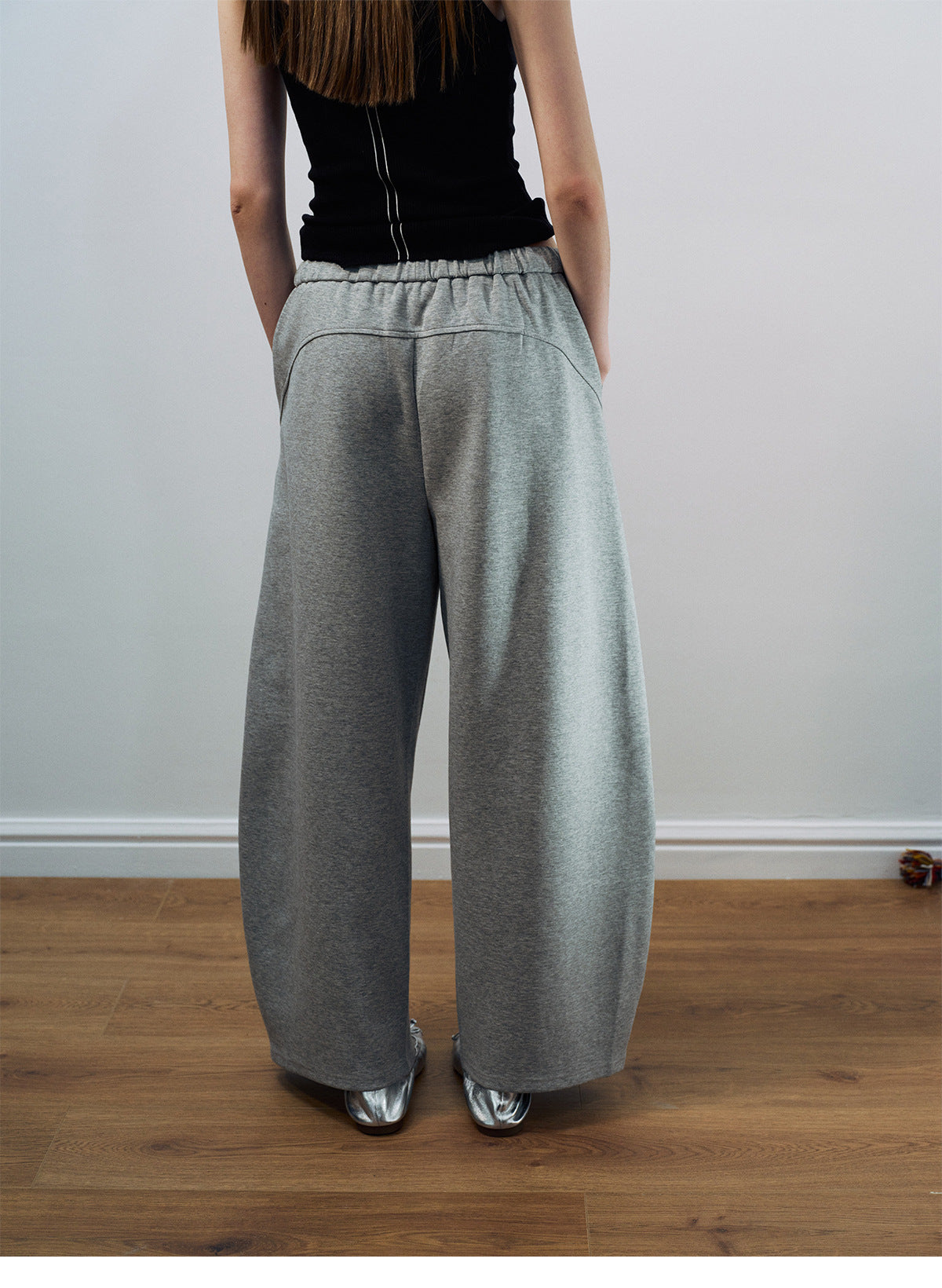 Spring new high-waisted multi-buckle lace-up basic versatile simple and easy casual sweatpants