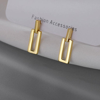 Silver Needle Small Geometric Square Earrings Metal Wind Simple Niche Cold Wind Earrings Earrings Minimalist Personality Earrings