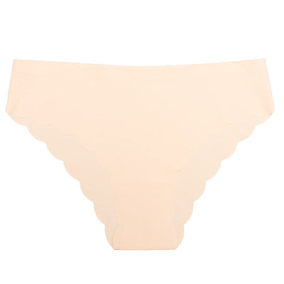 Ice silk seamless underwear wavy edge low waist sports fold edge underwear women's nylon briefs