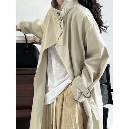 Design~ Autumn high-end British minimalist quiet luxury medium and long knee trench coat