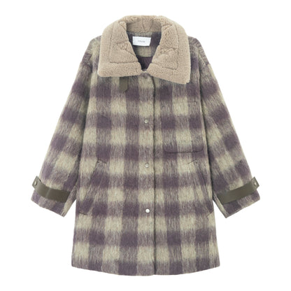 Winter alpaca hair gradual change plaid four-in-one single-sided jacket jacket