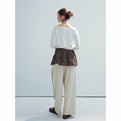 Spring new casual high-waisted mulberry silk lace-up simple and versatile ultra-short skirt