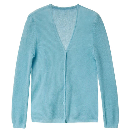 Korean gentle lazy wind wool cardigan women's 26 spring V-neck mohair knitted sweater jacket