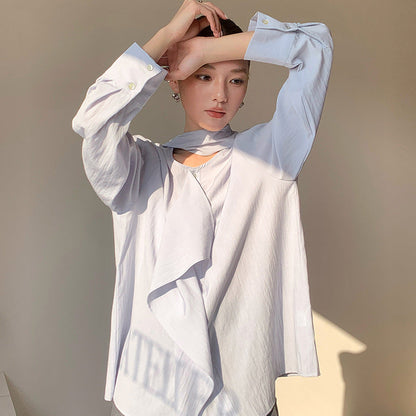 Lazy drape thin long-sleeved shirt