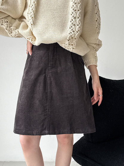 Early spring new Korean simple corduroy skirt women's versatile high-waisted slimming hip-hugging skirt
