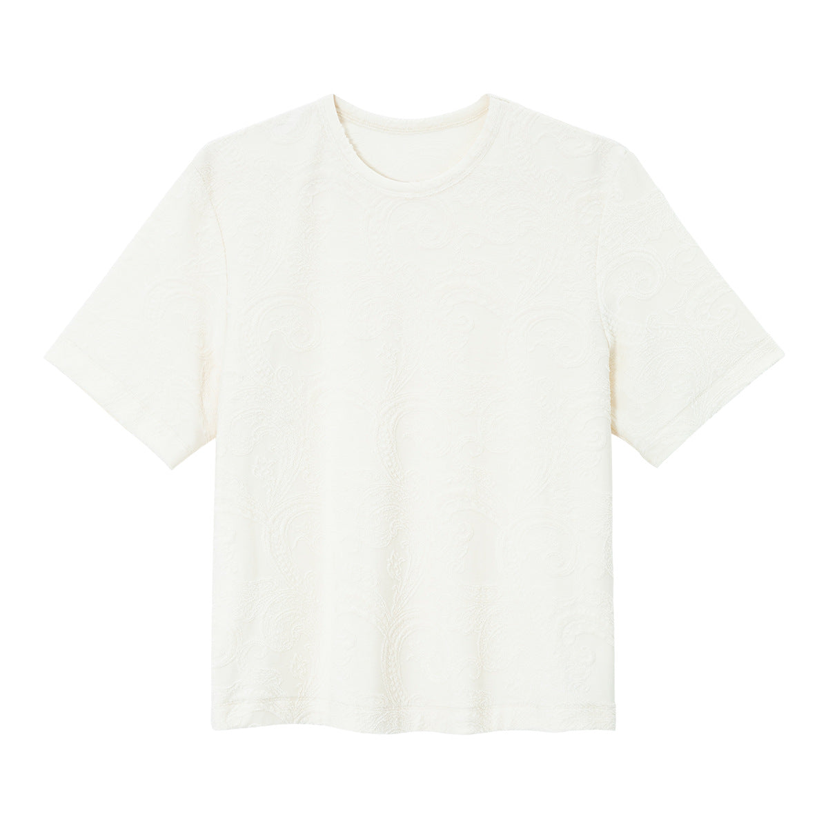 Spring new design Modal wool three-dimensional cashew flower texture T-shirt