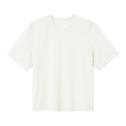 Spring new design Modal wool three-dimensional cashew flower texture T-shirt