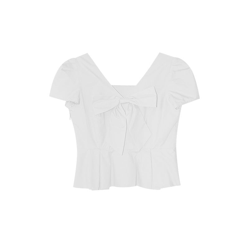 Bow V-Neck Crop Top