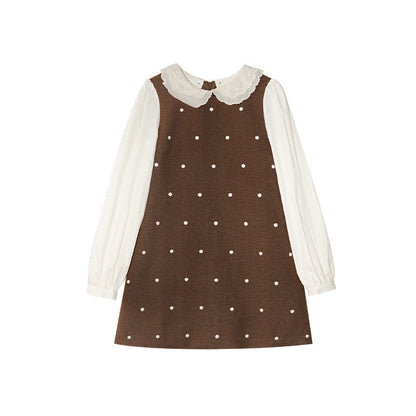 Sweet age reduction fake two-piece dress for women