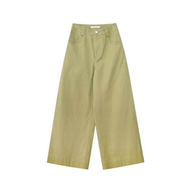 Early spring casual temperament versatile and thin long wide-leg jeans