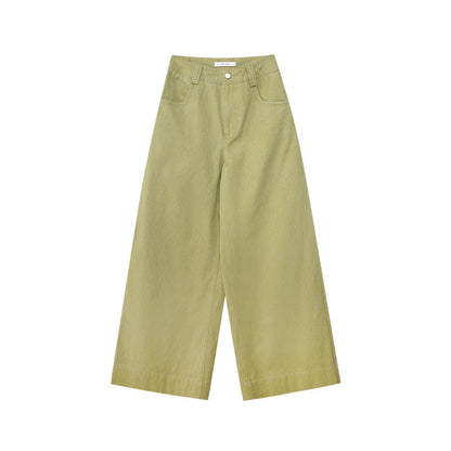 Early spring casual temperament versatile and thin long wide-leg jeans