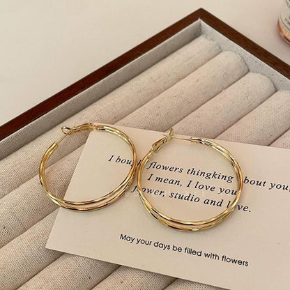 French Metal Circle Earrings Earrings New Women's Douyin Explosive Plain Circle Unique Temperament Earrings