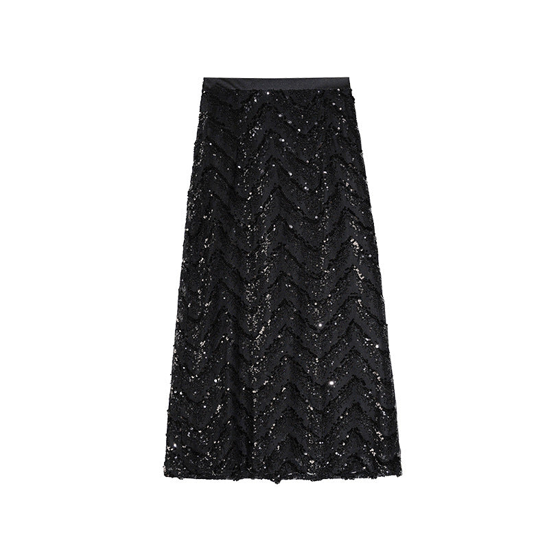 Women's Sequin Straight-Cut Maxi Skirt