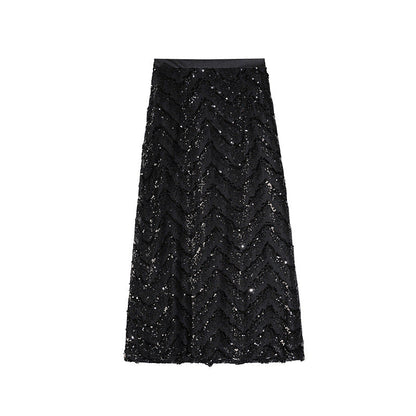 Women's Sequin Straight-Cut Maxi Skirt