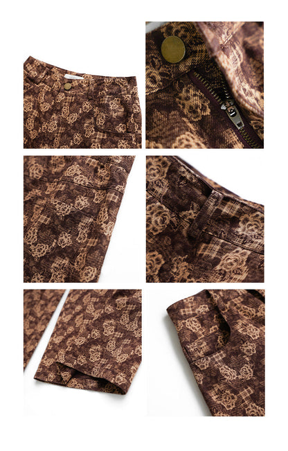 Skinny hips and high waists printed micro-pull pants