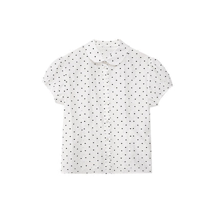 Sweet Polka Dot Polo Collar Blouse