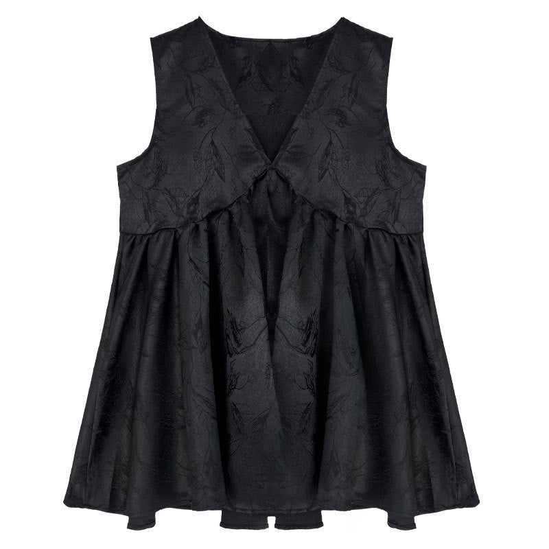 Heavy Industry Satin Jacquard V-Neck Vest Shirt Women's Summer New Korean Premium Sleeveless Top 9762