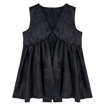 Heavy Industry Satin Jacquard V-Neck Vest Shirt Women's Summer New Korean Premium Sleeveless Top 9762