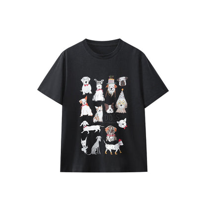 Cartoon printing loose Korean version of round neck girls short sleeves