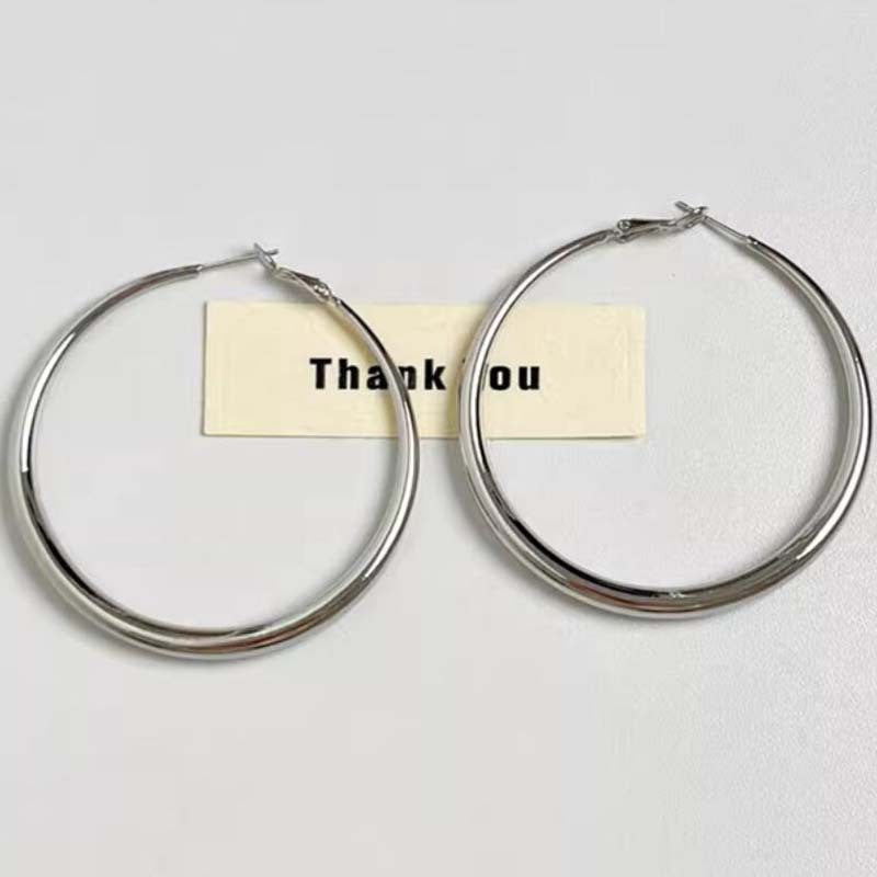 French Metal Circle Earrings Earrings New Women's Douyin Explosive Plain Circle Unique Temperament Earrings