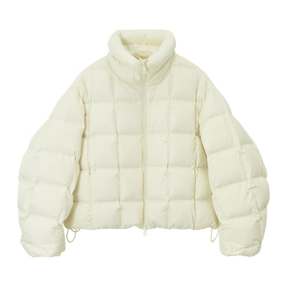 Winter high-density fit anti-down square grid direct charging stand-up collar no quilting line down jacket
