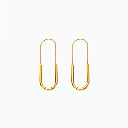 Cold wind earrings, gold paperclip-shaped ear hooks, personalized simple smooth and versatile fashion earrings