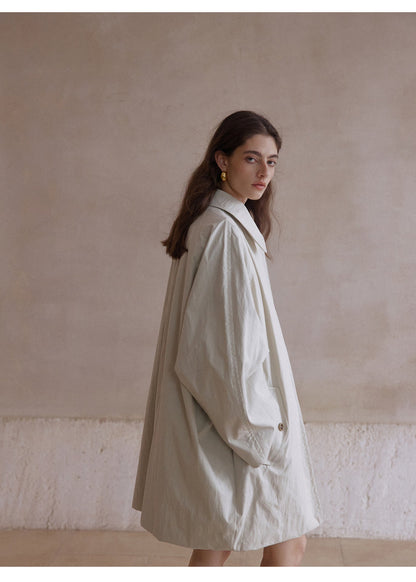 New cotton brocade fake two-piece double-layer cocoon silhouette texture trench coat