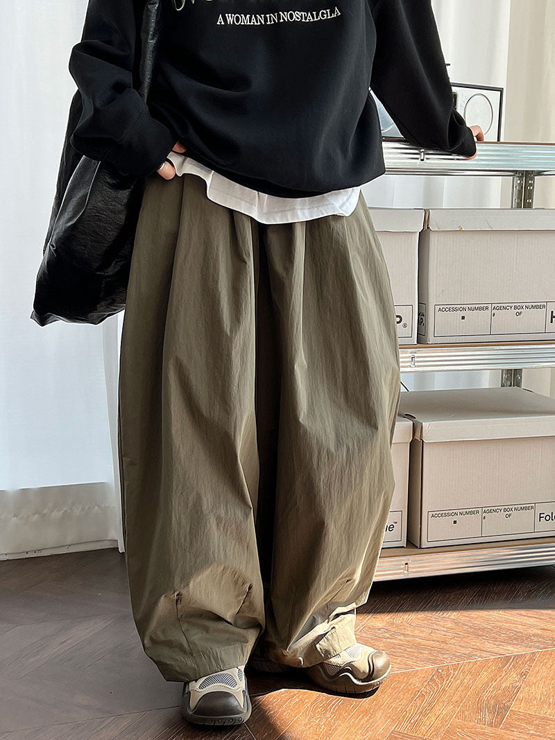 Japanese basic simple and versatile loose trousers women's autumn new straight casual wide-leg trousers