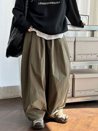 Japanese basic simple and versatile loose trousers women's autumn new straight casual wide-leg trousers