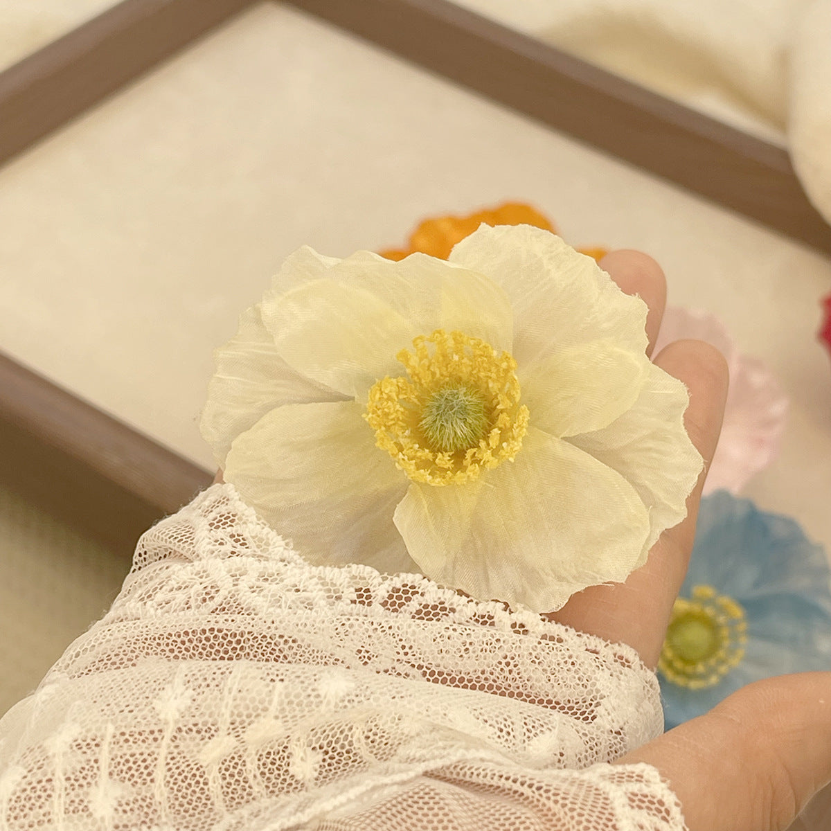 Spring and summer new simulated poppy flower hairpin pure desire atmosphere side clip photo hair accessories super fairy head flower hairpin