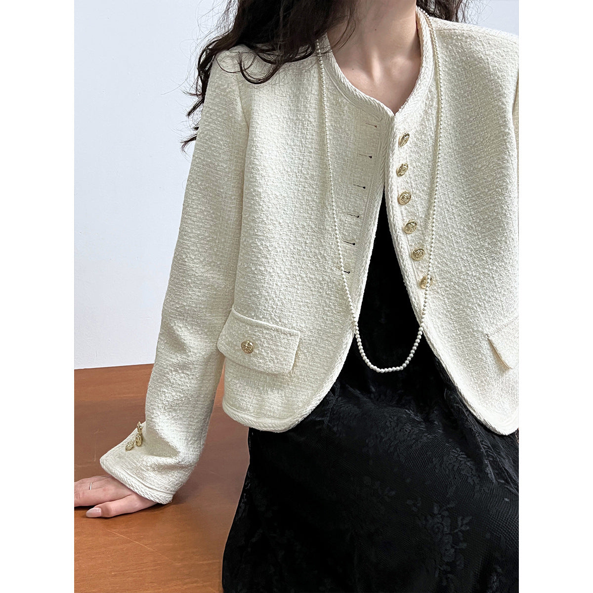 high-end design small fragrant jacket women's French short temperament top