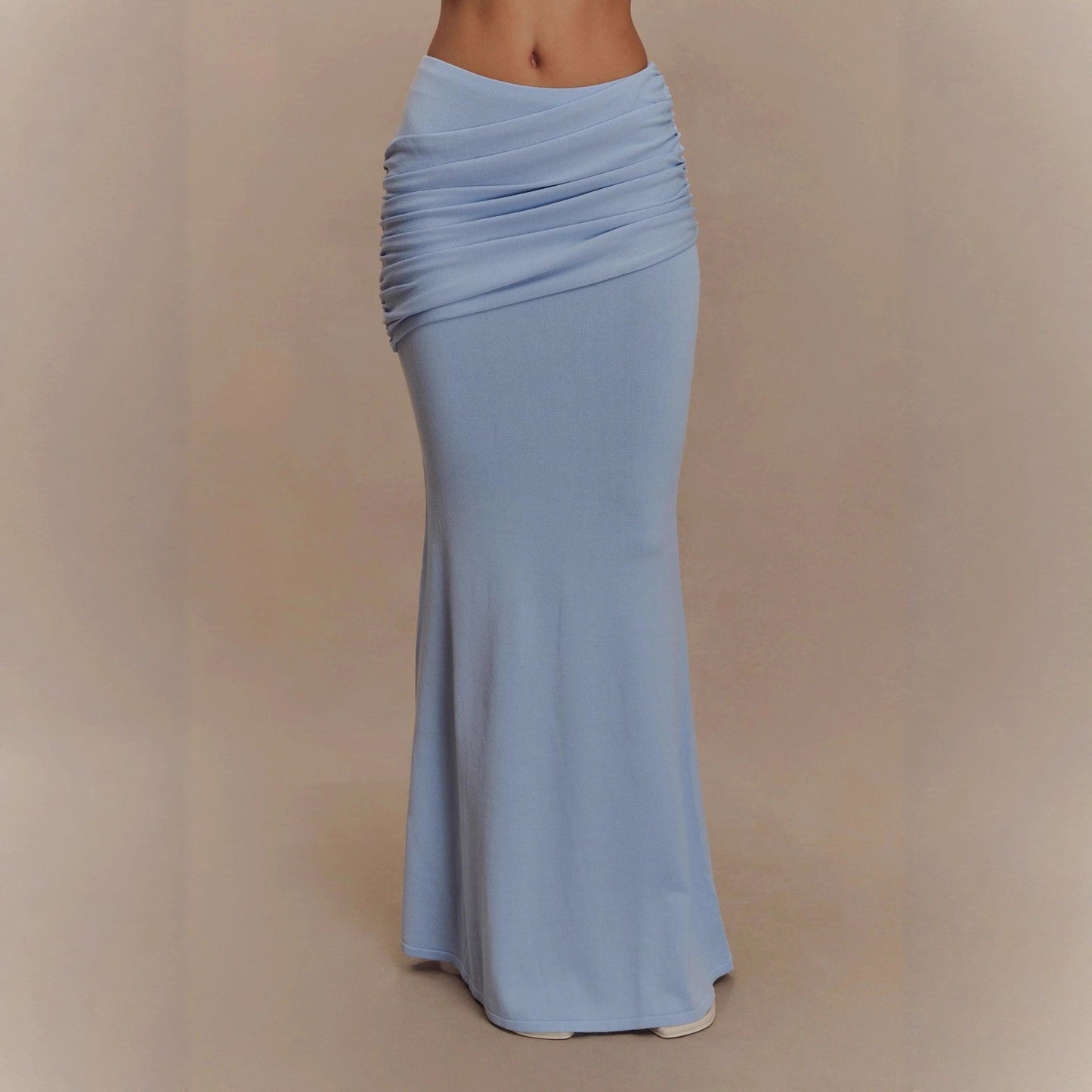 Fashion temperament Elegant pleated knitted hip skirt Slim mopping fishtail skirt