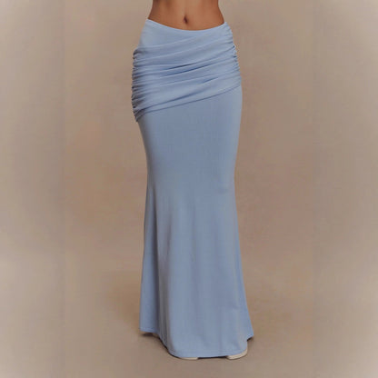 Fashion temperament Elegant pleated knitted hip skirt Slim mopping fishtail skirt