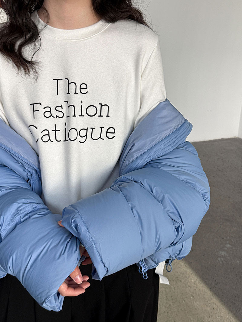 Korean printed letter double-sided velvet long-sleeved bottoming shirt women's winter round neck skin-friendly elastic top