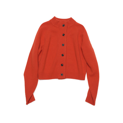 Autumn new casual all-wool stand-up collar simple solid color single-breasted wool cardigan