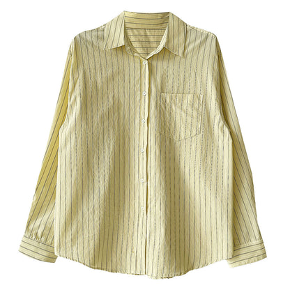 Korean lazy wind pinstripe shirt women's spring new versatile and thin sunscreen jacket