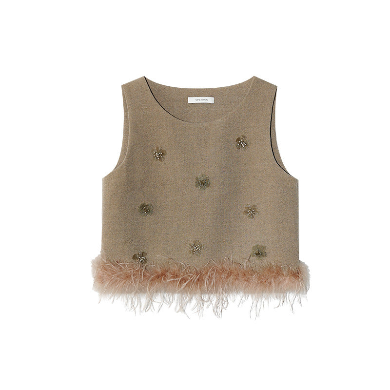 Age reduction heavy industry fringed beard vest top