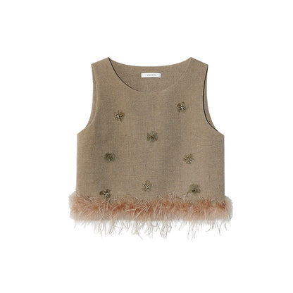 Age reduction heavy industry fringed beard vest top
