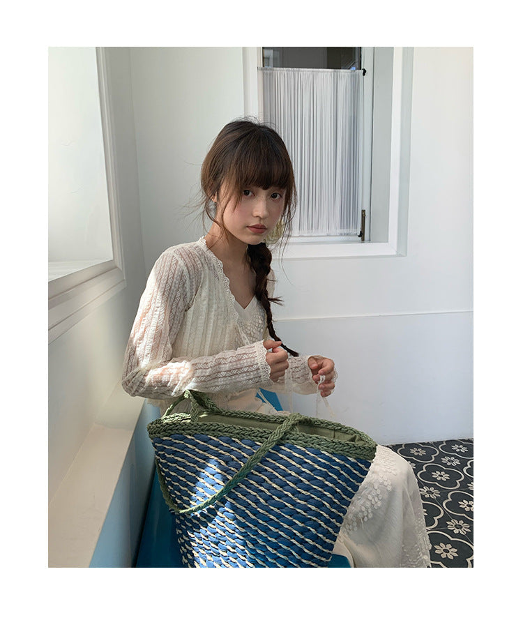 Thin Platycodon crochet long-sleeved lace cardigan women