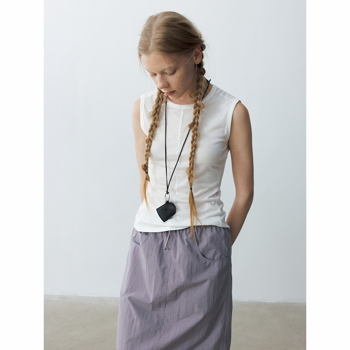 Summer casual split antibacterial hemp simple round neck basic vest