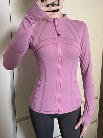 Yoga Jacket Women Long Sleeve Zip-Up Breathable Sports Fitness Top