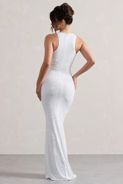 Women's custom hot diamond strap dress Spice girl hip skirt high-end light luxury floor mopping dress