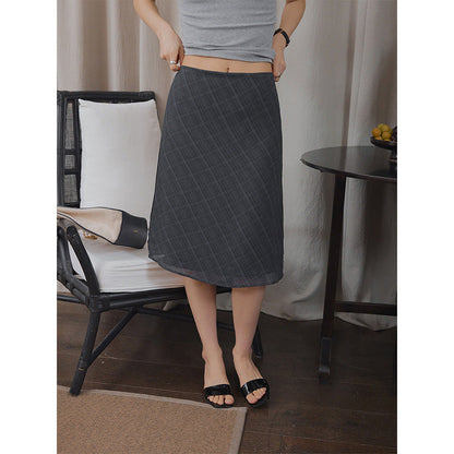 Light chiffon plaid print anti-light skirt