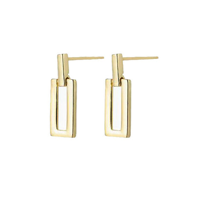Silver Needle Small Geometric Square Earrings Metal Wind Simple Niche Cold Wind Earrings Earrings Minimalist Personality Earrings