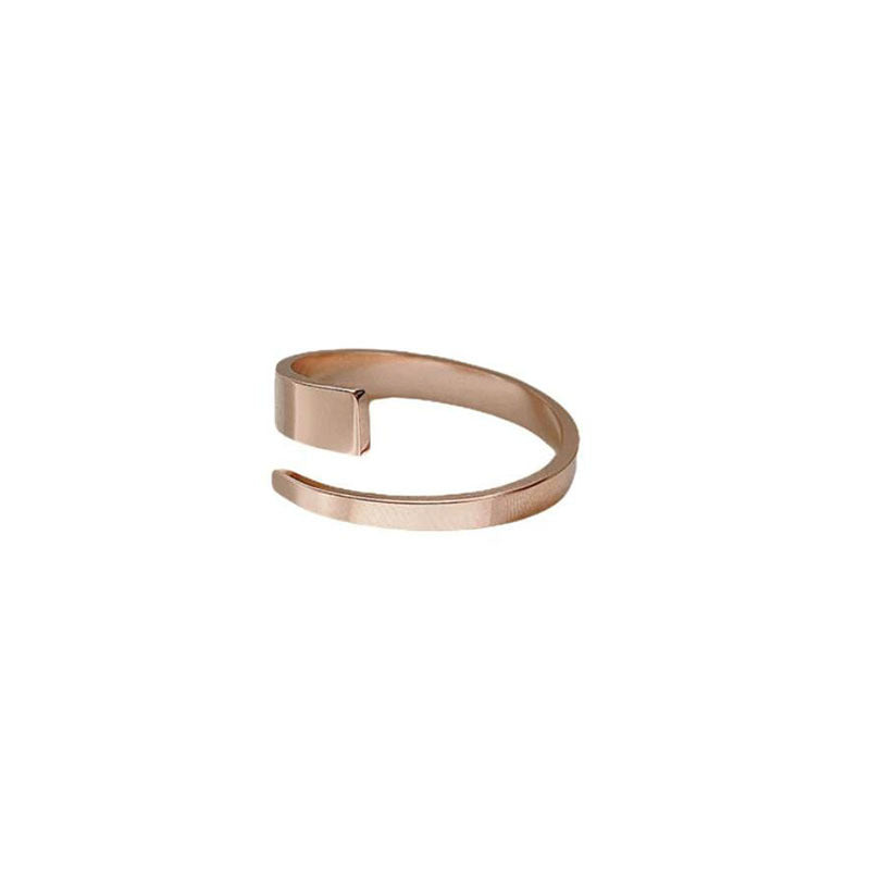 Korean version ins niche design ring, minimalist and versatile irregular texture, flat wire opening adjustable ring manufacturer