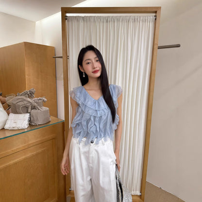Gentle wind atmosphere foreign style chic super fairy chiffon shirt