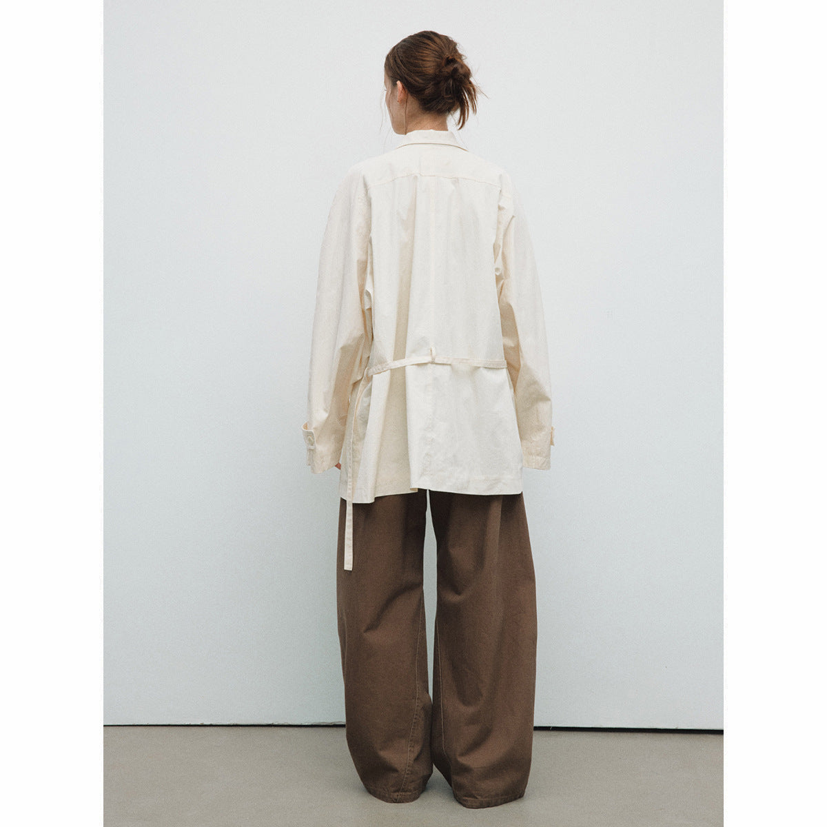 Spring new casual turtleneck fine twill lace-up cotton brocade medium and long trench coat