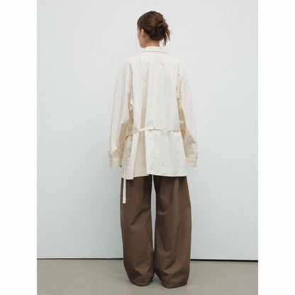 Spring new casual turtleneck fine twill lace-up cotton brocade medium and long trench coat