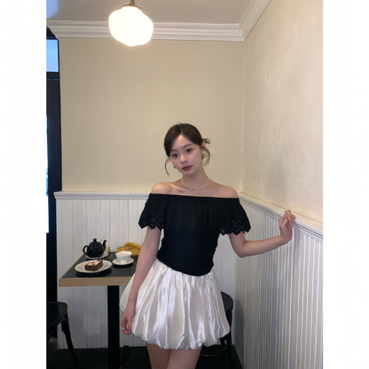 French Off-Shoulder Ruffle Top