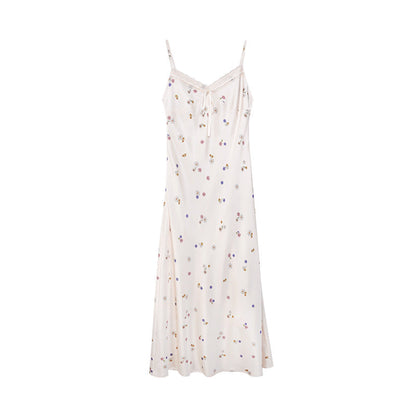 Sexy V-neck hip-hugging floral slip dress